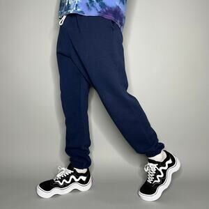 Vintage 90s Russell Sweatpants Mens L Navy Blue Cotton Joggers Elastic Cuffs